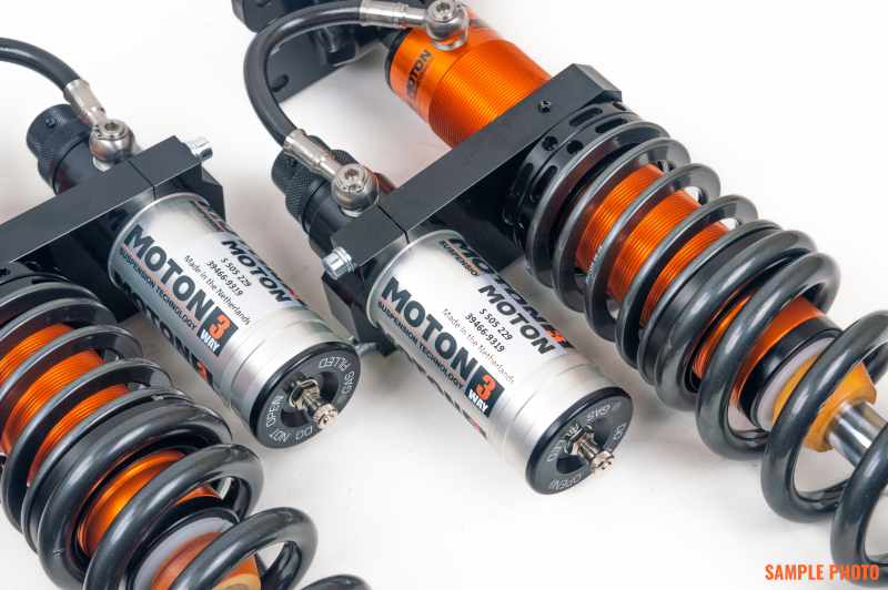 BMW M4 Coilover Suspension Kit - Front + Rear - Moton - 3-Way Motorsport, Adjustable Rebound + Low/High-Speed Compression, Remote Reservoirs, Monotube, Inverted Strut, Camber-Adjustable Front Top Mounts, Solid Rear Top Mounts - `21-`27